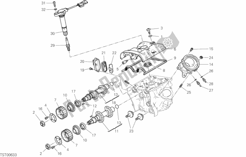 Alle onderdelen voor de Verticale Cilinderkop - Timing van de Ducati Hypermotard 950 SP 2019